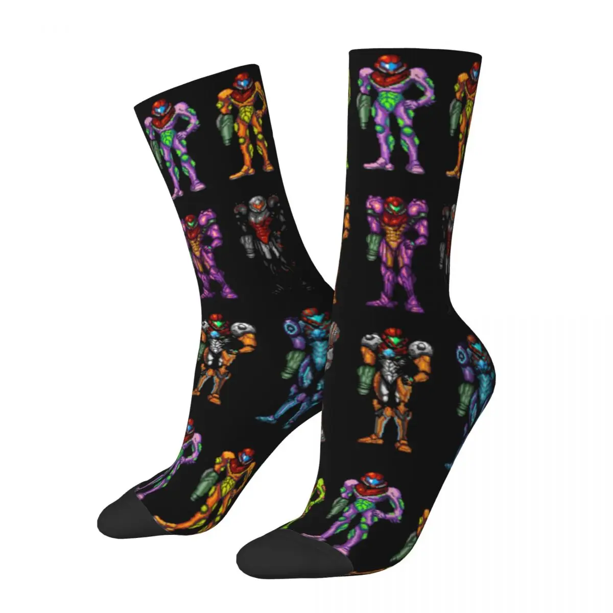 Super Metroid Samus Suits Metrod Socks Men's Women's Game Socks Hip Hop Spring Summer Autumn Winter Middle Tube Socks Gifts