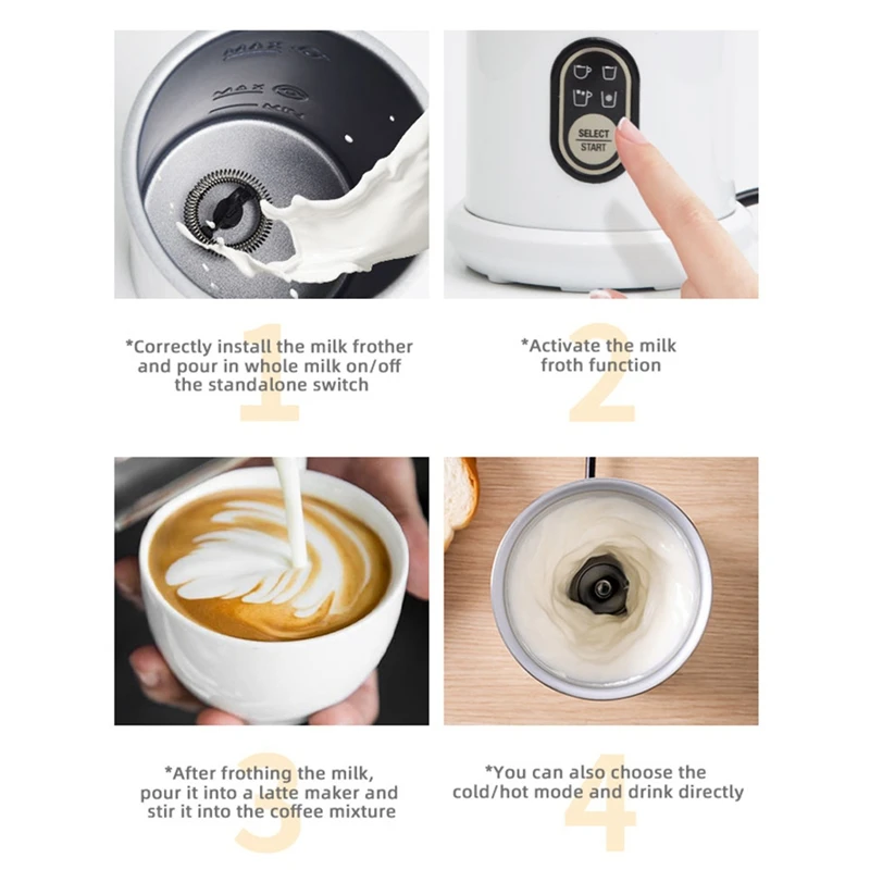 Электрический вспениватель молока BAAG, вспениватель и пароварка для молока 11,8 унций/350 мл, автоматический прибор для горячей и холодной пены, вспениватель кофе, вилка европейского стандарта