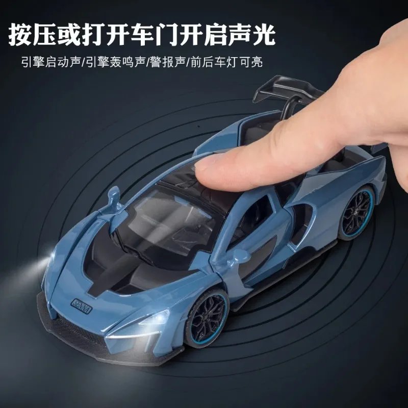 1:32 Senna Model Toy Sports Cars Alloy Diecast Sound Light Exquisite Interior Pull Back Supercar Model for Presents