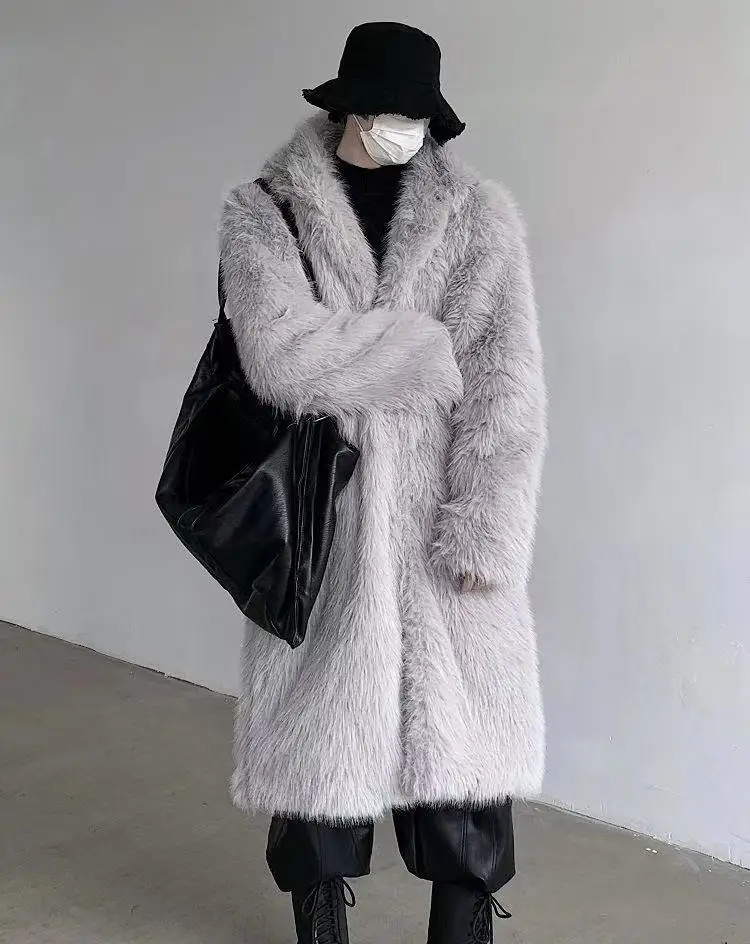 الشتاء رشاقته معطف مقنع الرجال الاصطناعي الثعلب الفراء مكافحة ناقص 20 درجة معطف بأكمام طويلة العصرية موضة أفخم القمم الذكور