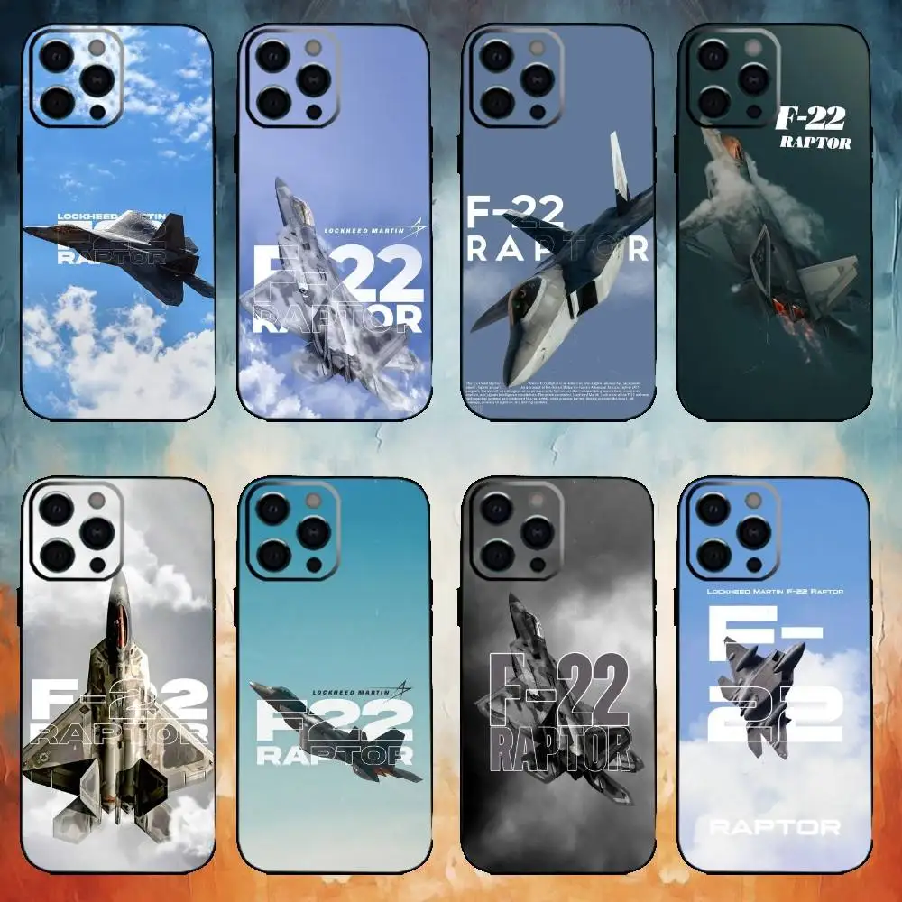

Fighter Plane Poster F-22 raptor Phone Case For iPhone17,16,15,14,13,12,11 Plus,Pro Max Soft Black Cover