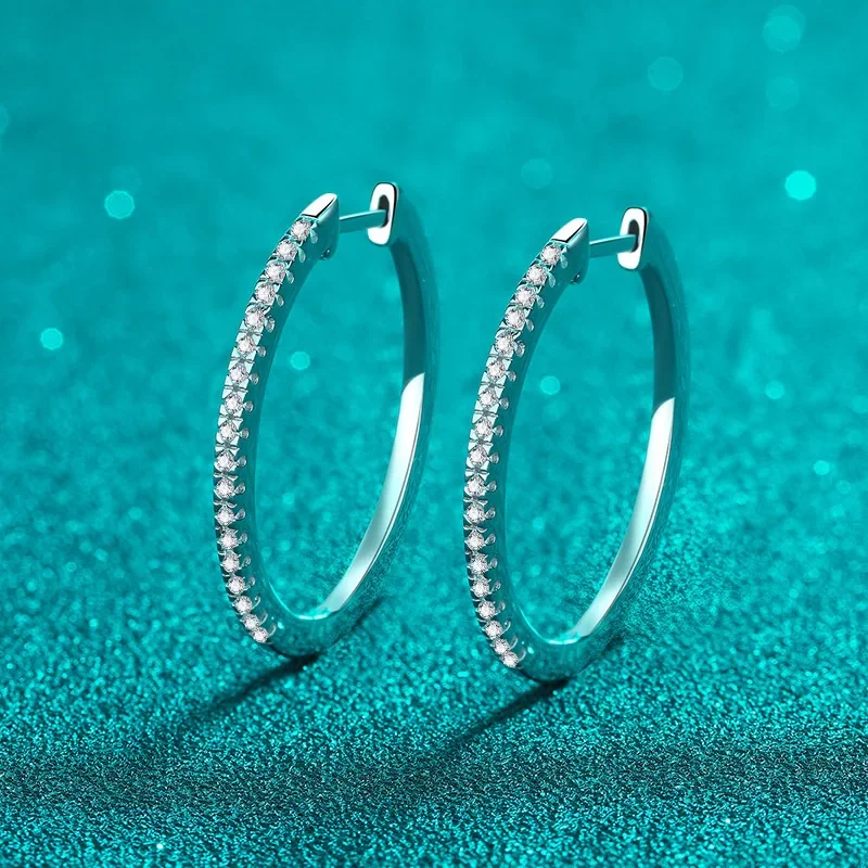 

0,54 карата D Цвет Муассанит S925 Серебряные серьги-кольца для женщин с покрытием Pt950 Микроинкрустация Подарок для влюбленных Ушные обручи Ювелирные изделия оптом