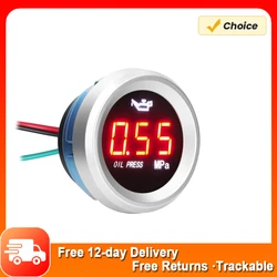 Digital Oil Pressure Gauge with Flashing Alarm 0-1.00MPa Car Engine Oil Pressure Meter Press Sensors 9-35V for Auto Motorcycle