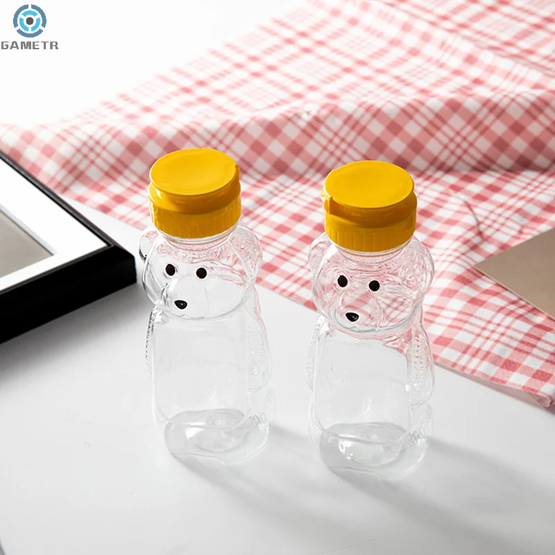 Botellas de plástico para condimentos, dispensador de mermelada de mostaza y salsa de miel con forma de oso, 230ml, 1 unidad