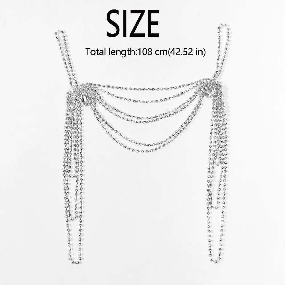 الرجعية شرابة الراين سلسلة الكتف الفاخرة قطرة الماء المرأة سلسلة الكتف قابل للتعديل انفصال بلينغ الجسم سلسلة #6