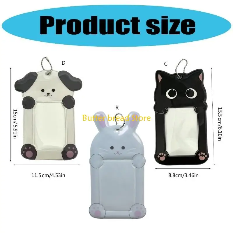 W89C Animal Photocard Sleeve Water Resistant PVC Card Case Photo Card Protector for Keychain Backpacks Bag Decoration