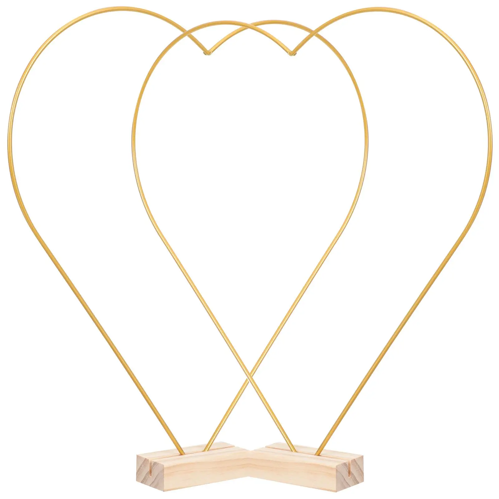 Aros de Metal en forma de corazón, soporte de madera, centros de mesa de corona Floral DIY, decoración de mesa, guirnalda, suministros para manualidades, oxidación de Color plateado