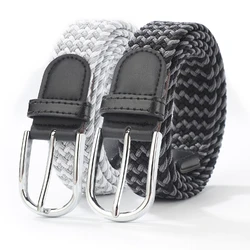 Cinturón de lona para hombre, cinturón elástico tejido, informal, para mujer, versión coreana de los estudiantes, hebilla simple fa