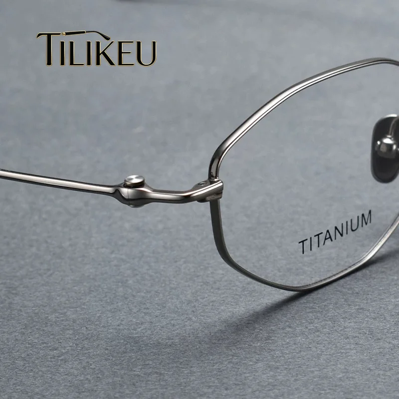 New Ultra-Light Pure Titanium Octagonal Eyeglasses Frame Unisex Thin Rim Korean Vintage Fashion Eyewear Spectacle for Small Face