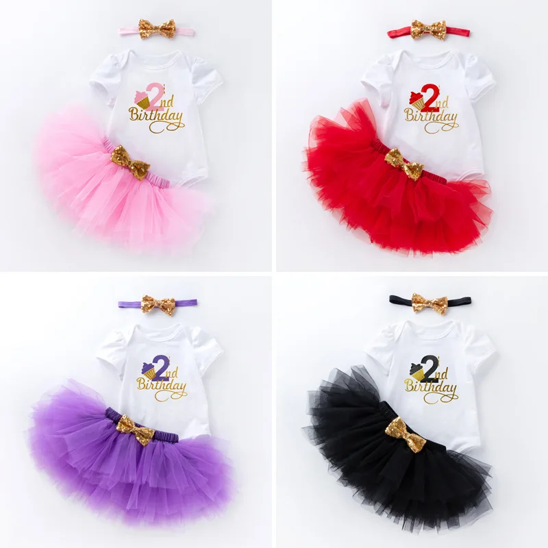 Summer Baby Girl Clothes Valentine\'s Day Party Girls Tutu Skirt Set Toddler Clothes Baby 1st Birthday Outfits Little Princess