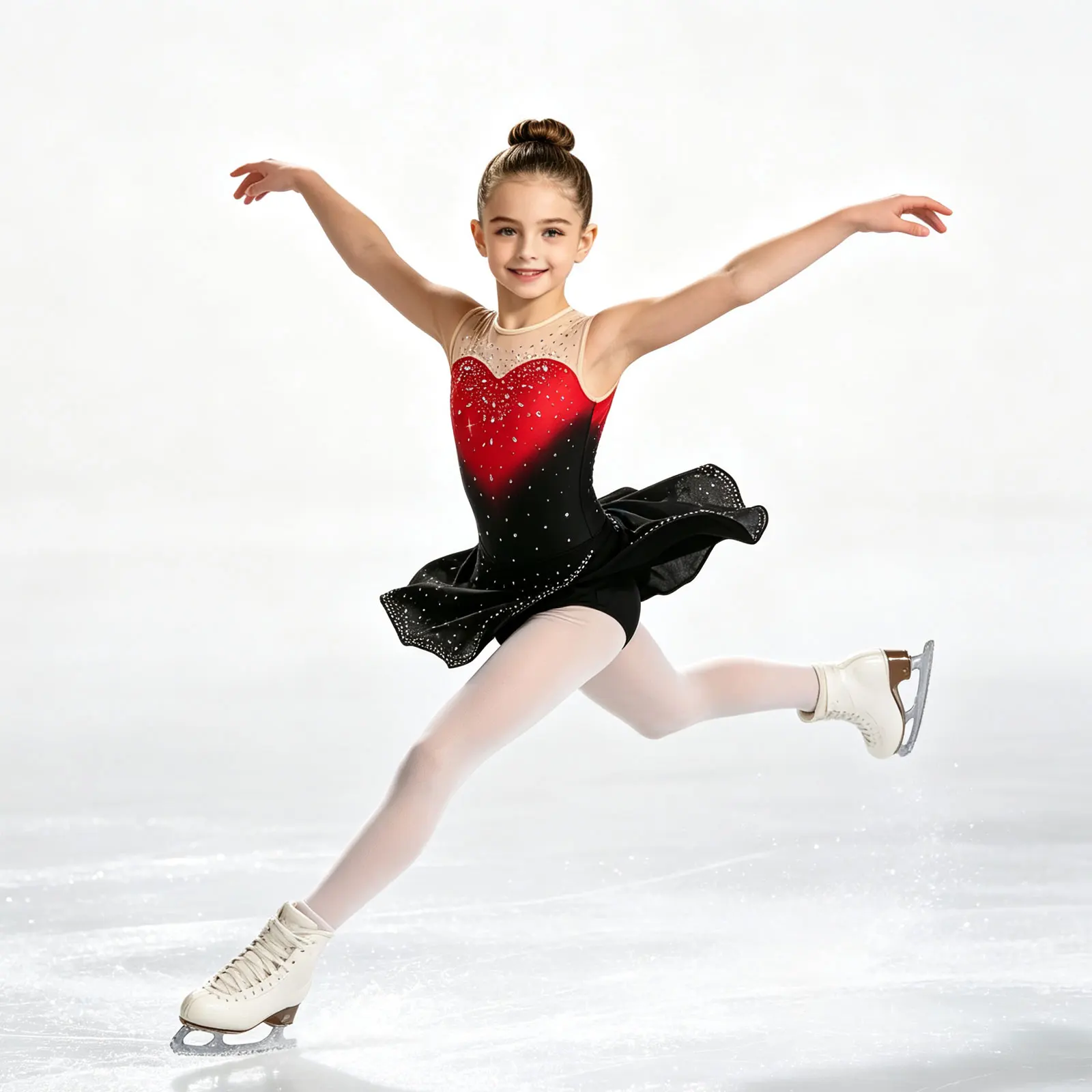 Kids Girls Ballet Lyrical Dance Performance Unitards Jumpsuit Costume Shiny Rhinestones Mesh Split Skirted Bodysuit Dress Outfit