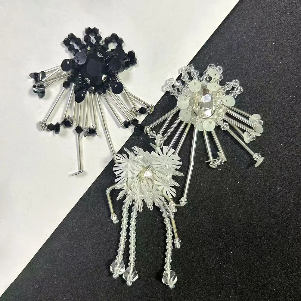 1PC Perlen Fransen Blumen Patch, handgemachte Samenrohr Applikation für Schuhe Hüte Kleidung, DIY bestickte Reparatur Patches Dekor