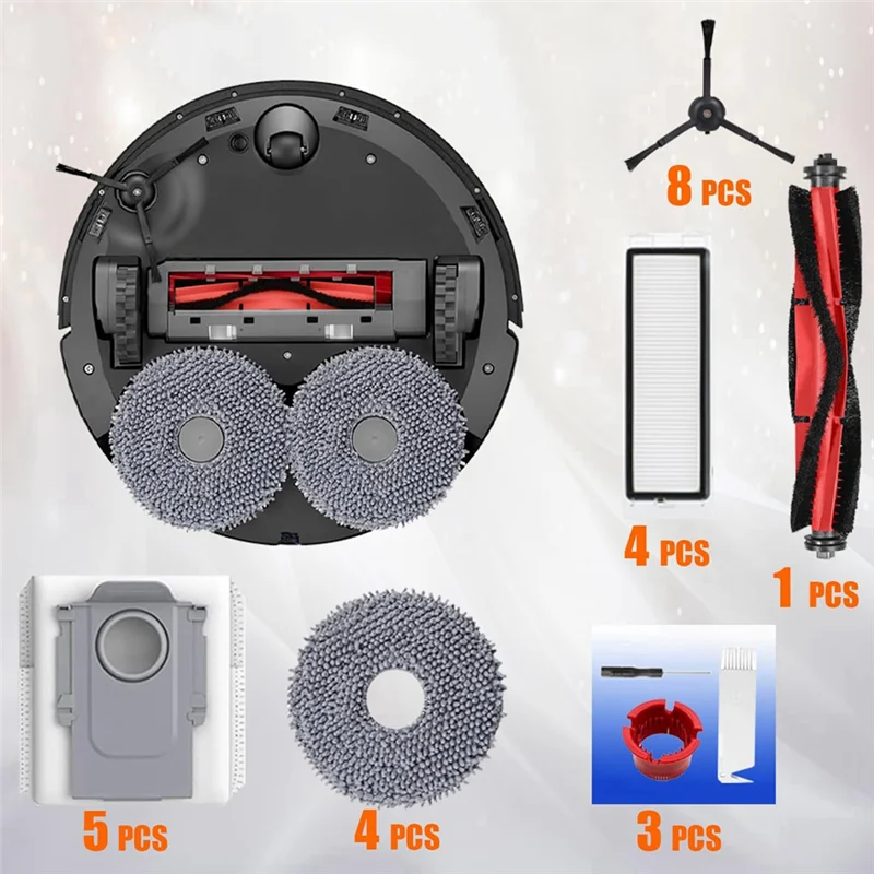 Cleaning Robot Cleaning Kit For Roborock Q Revo Accessory Kit, Including Main Brush,Mop Pad,Side Brush,Filter Hepa, Etc.-Y48A