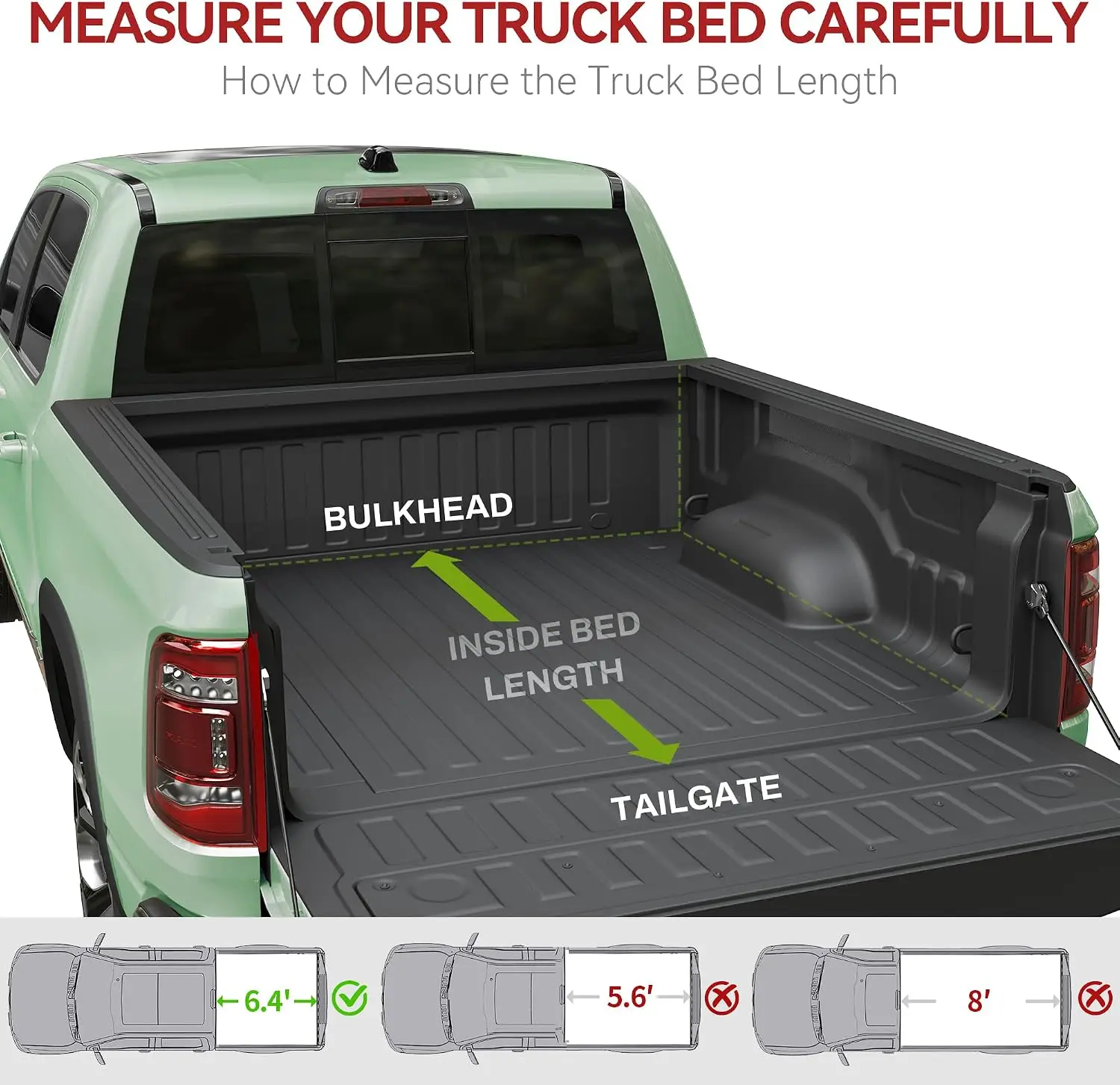 Soft 4-Fold Tonneau Cover Compatible with 2002-2026 Dodge Ram 6.4ft