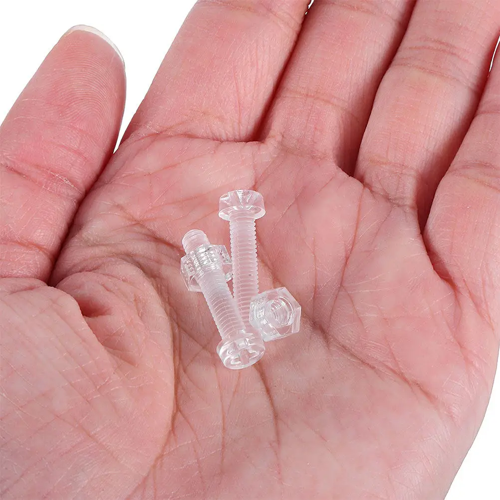 Clear Acrylic Self Tapping Screws and Nuts 10 Sets Anti Yellowing Furniture Door Fastener Hardware Kit
