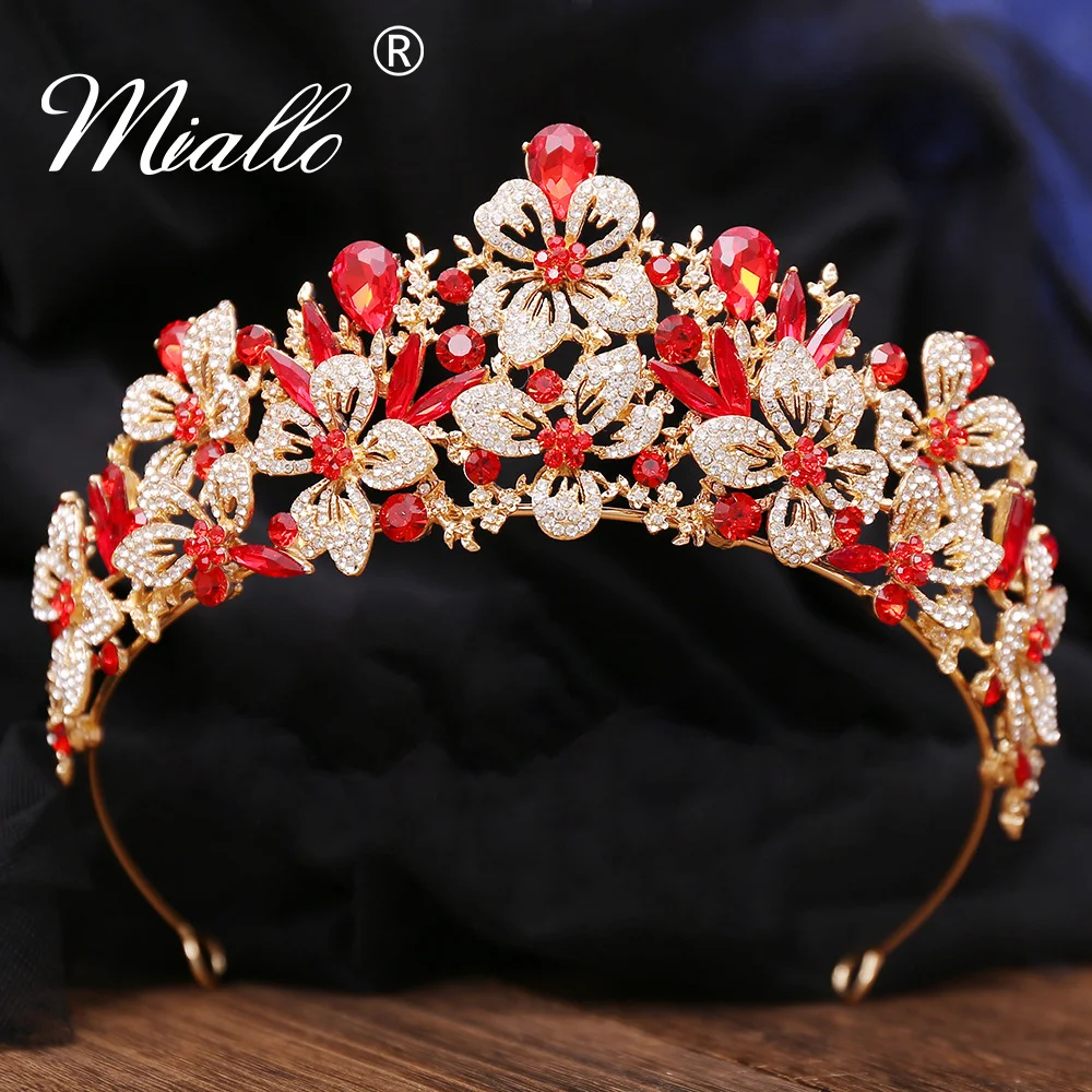 الفاخرة ورقة حجر الراين تاج خوذة الأميرة على غرار الباروك الشعر تاج الزفاف فستان الزفاف الكبير ثوب الملحقات #1