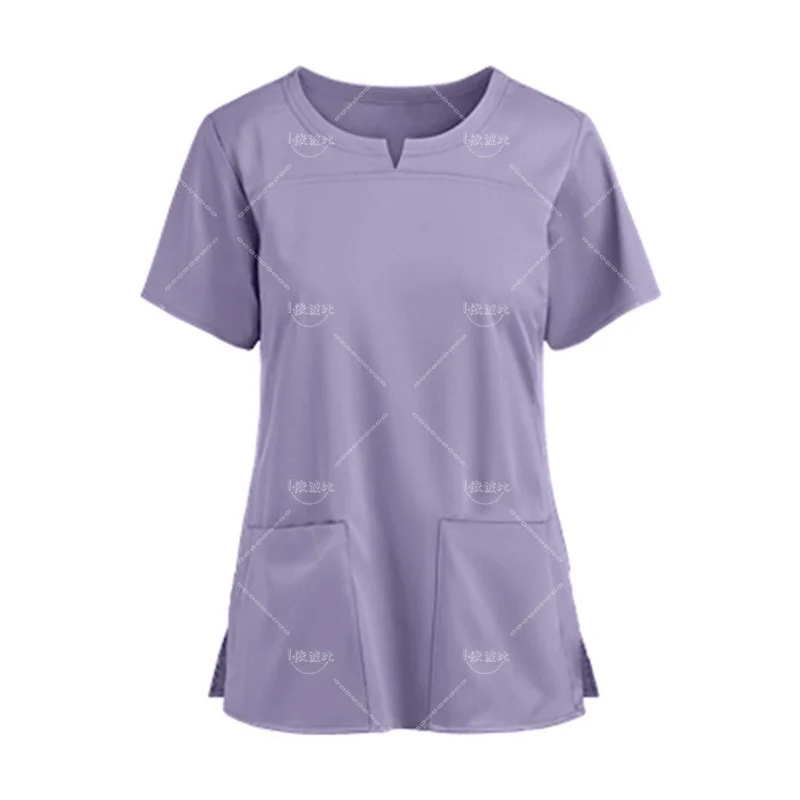 Medical Uniform Women Scrubs Tops Blouse T-shirt Short Sleeve Nurse Working Uniform Pullovers Nursing Workers Scrubs Accessories