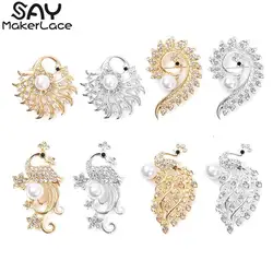 Rhinestone Pearl Peacock Animal Corsage Classic Crystal Peacock Brooch Pins Fashion Jewelry For Women Banquet Wedding Costume