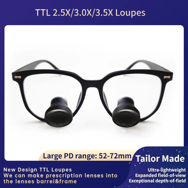 Burite TTL2.5X/3.0X/3.5X Loupes For Myopia Through The Lens Dental Medical Surgical Loupes Prescription Lenses In Lens 21-J20