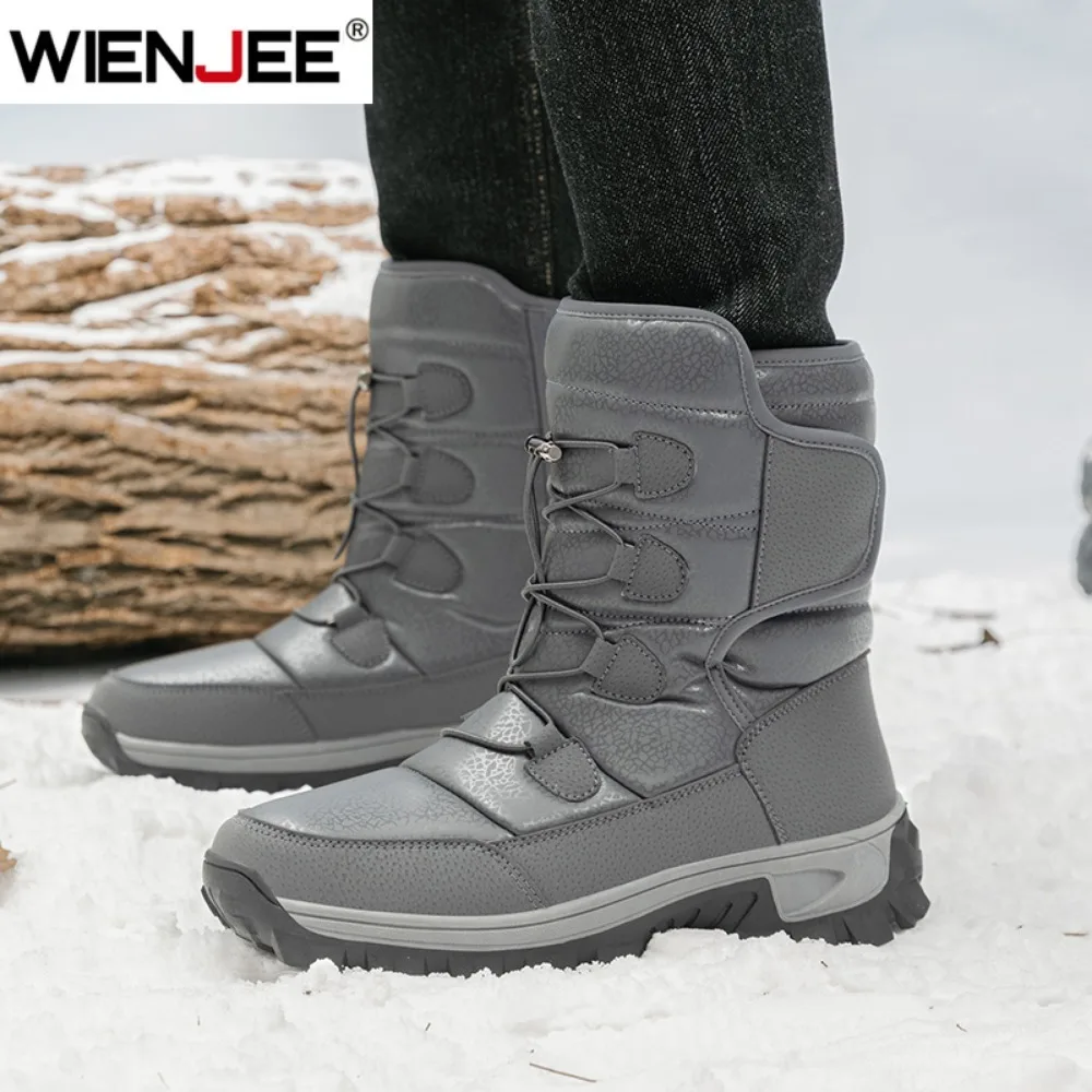 جديد دافئ الرجال أفخم الثلوج الأحذية عالية أعلى الشتاء الرجال الأحذية مقاوم للماء الشتاء دراجة نارية الأحذية في الهواء الطلق المضادة للانزلاق الرجال أحذية التنزه #4