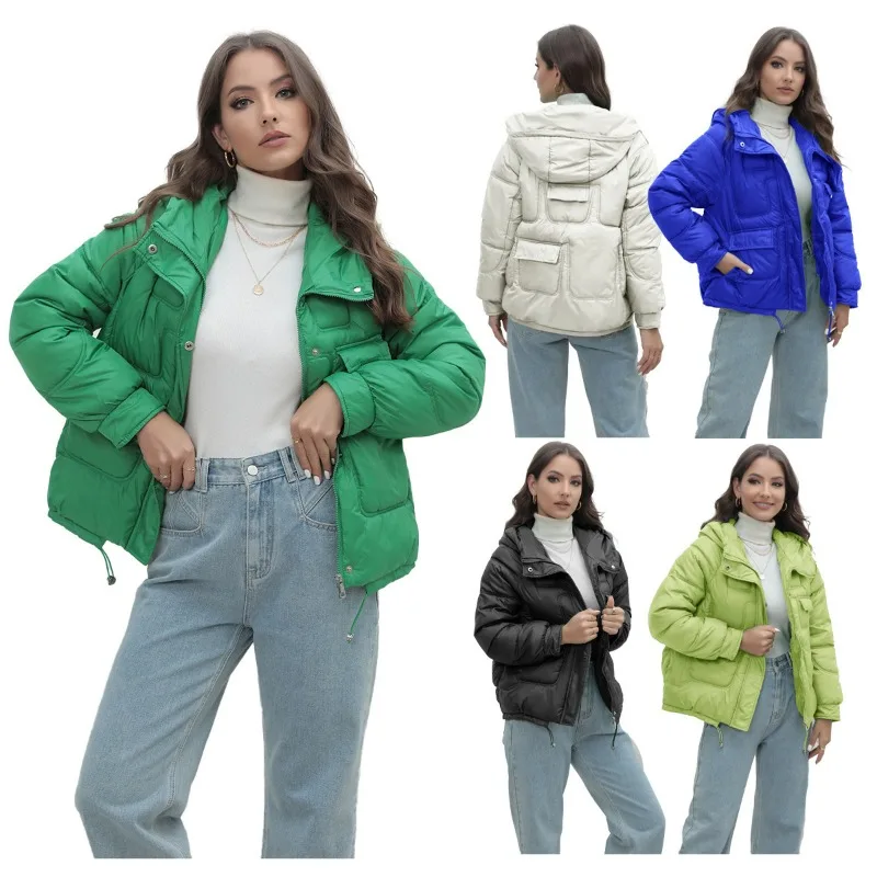 2024 Cotton Jacket New Women's Winter Thick Cotton Jacket Popular Bright Standing Collar Cotton Winter Woman Jacket