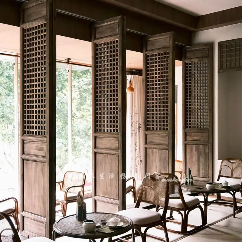 

Chinese solid wood antique doors and windows lattice old wooden sliding wooden door customization