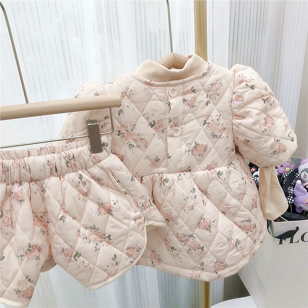 

Childrens Sets Korean Girl Princess Autumn Winter Clothing Baby Cotton Clip Tops Fashion Forest Two Pieces 2024 Printing