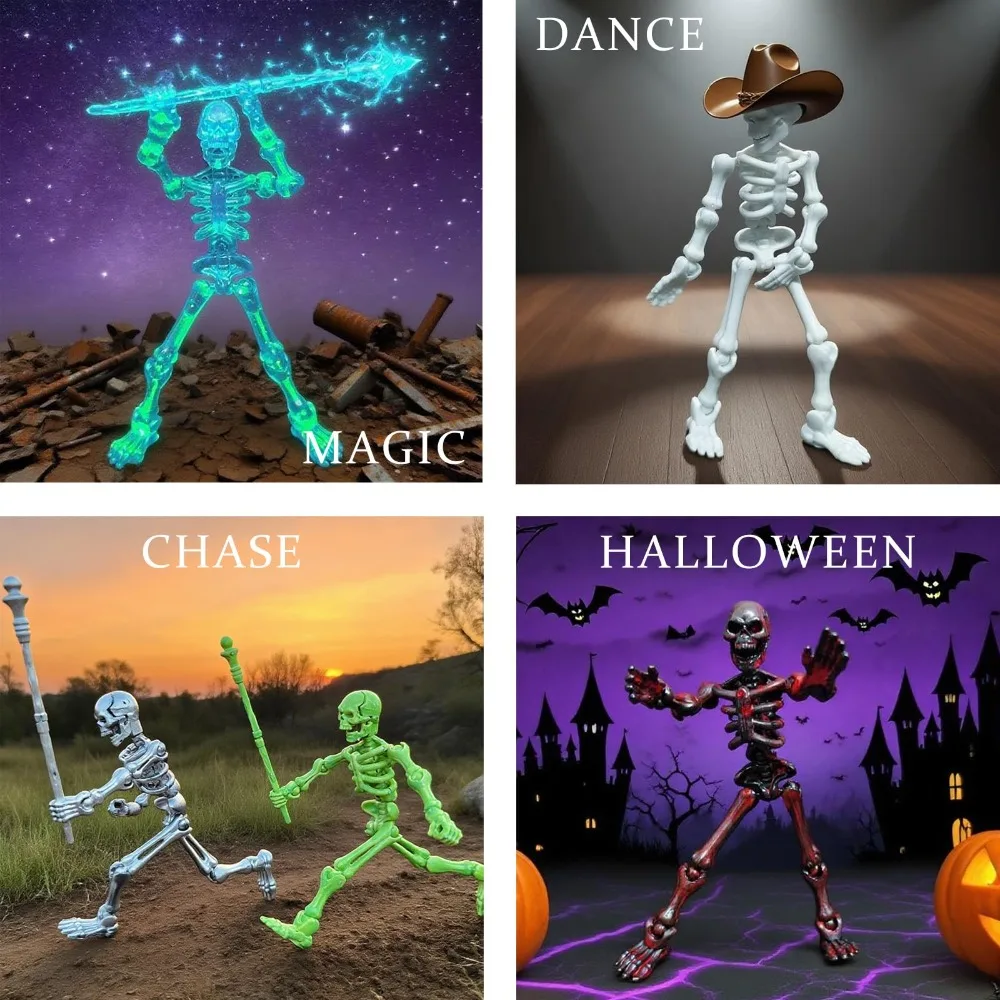 Figurka szkieletu trójwymiarowa, wielozłączeniowa, ruchoma, model czaszki, wielokolorowe zabawki do składania szkieletów.