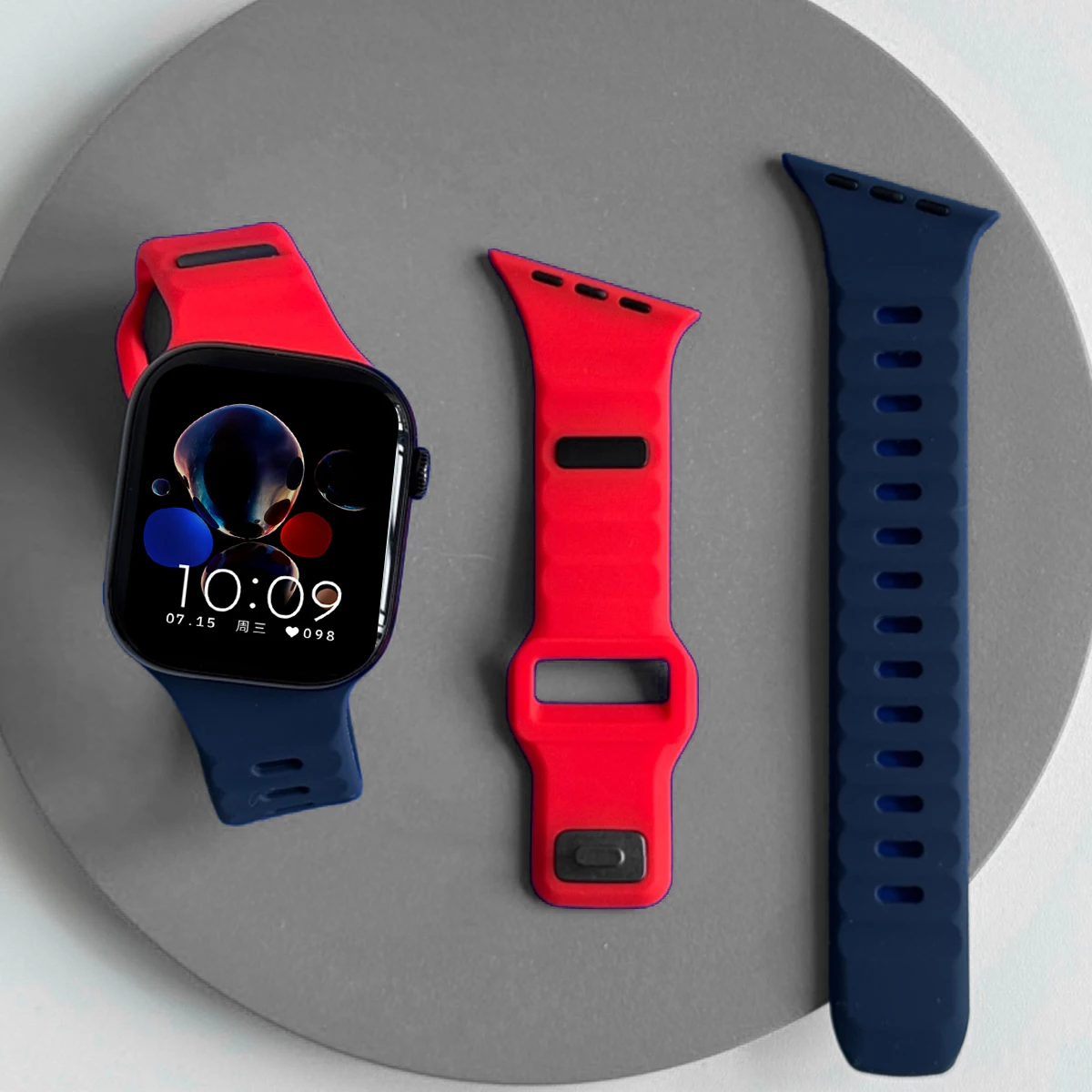 Silikon-Sportarmband für Apple Watch Ultra 3/2 49mm 42 44 38 40 41mm Zweifarbiges Verstellbares Armband für iWatch S11 10 9 8 7 6 SE3