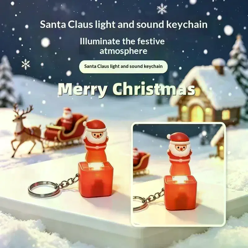 /GJ/Santa Claus Light Sound Stress Relief Keychain Cute Luminous Voice Keyring Creative Fidget Toy For Xmas Gifts Christmas