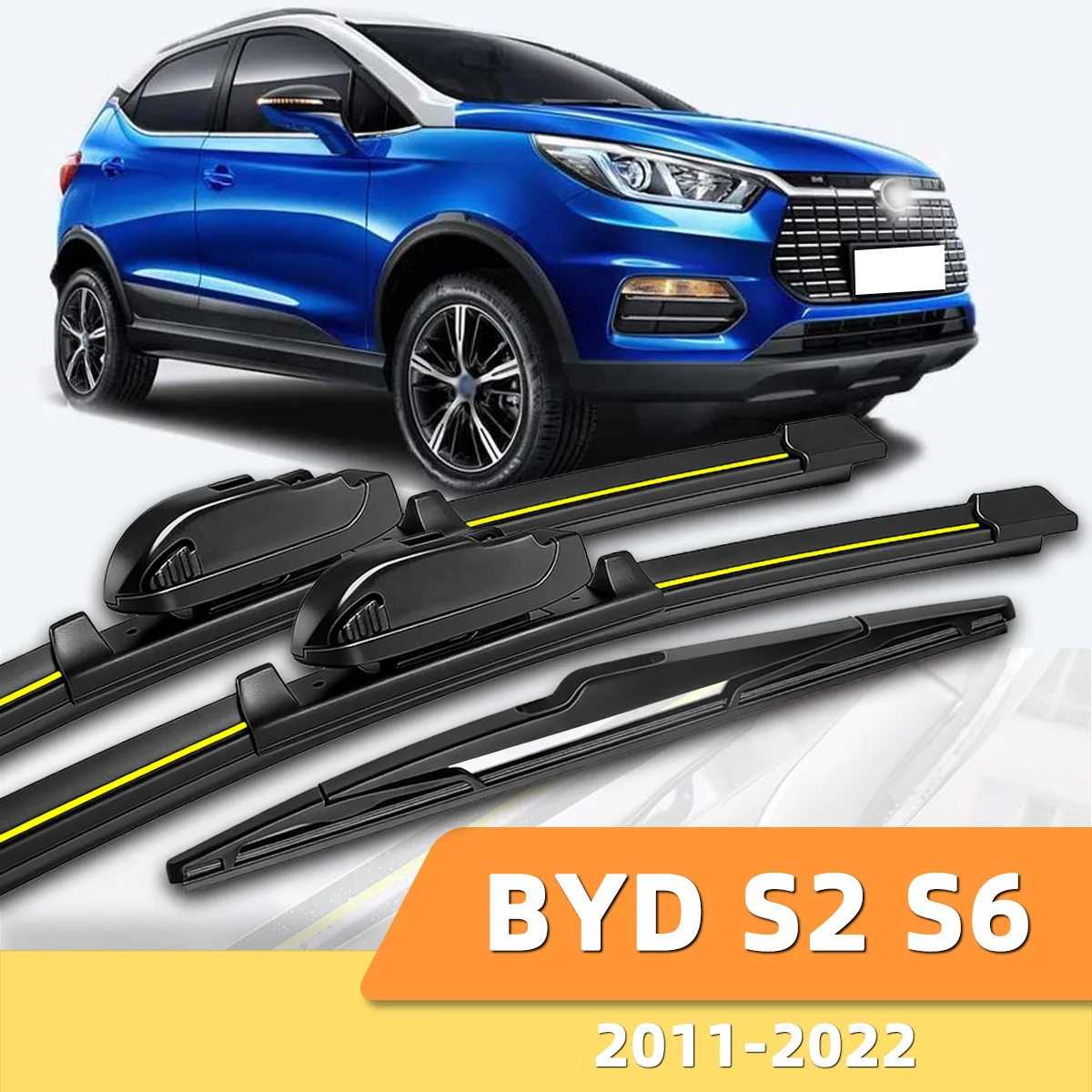 

3PCS Front And Rear Windshield Wipers Suitable For BYD S2 S6 2011-2022 Automotive Windshield Accessories 2015 2017 2019 2021