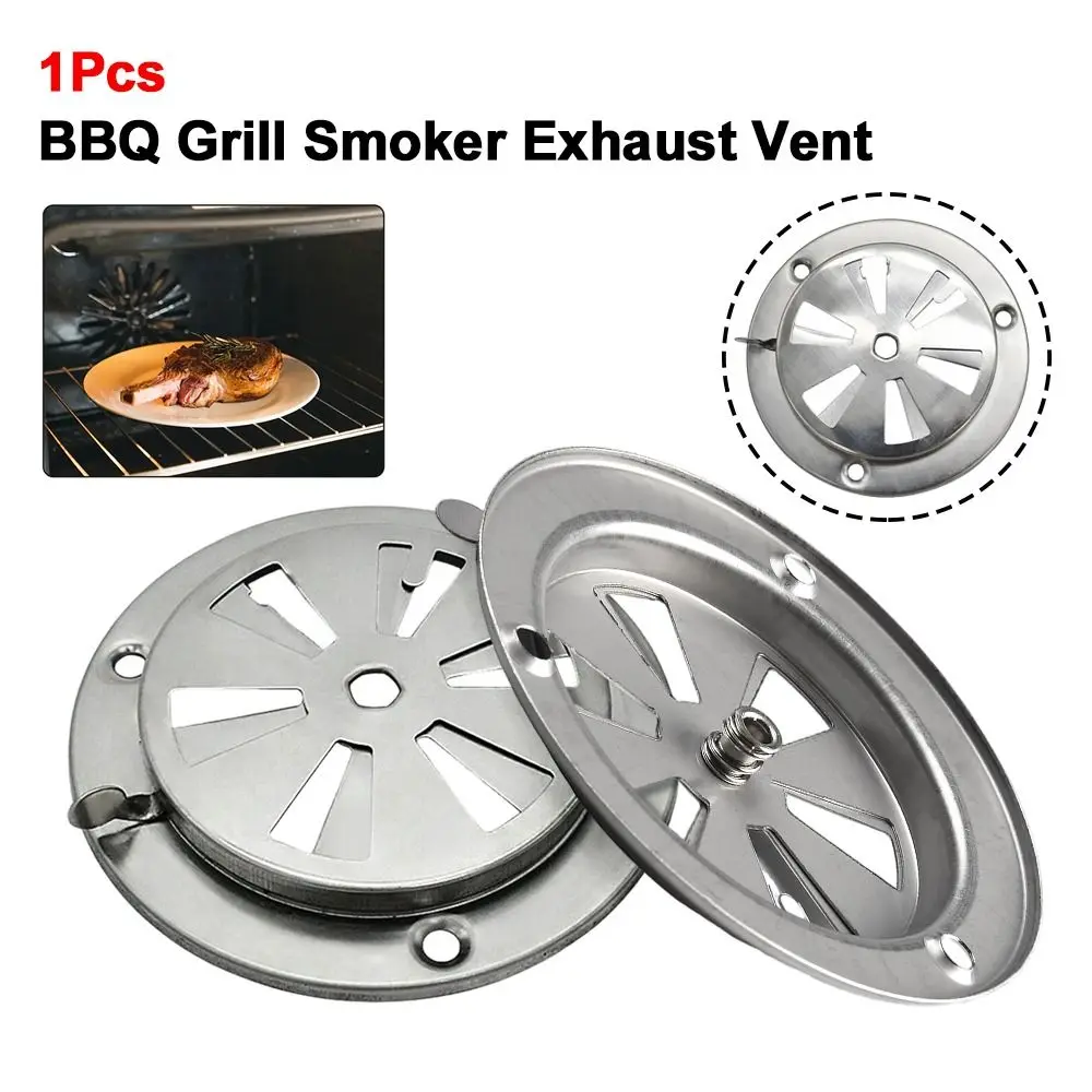 1Pcs Stainless Steel BBQ Grill Exhaust Vent Silver Adjustable Vent Hole Stove Air Vent Replacement Part Easy Installation