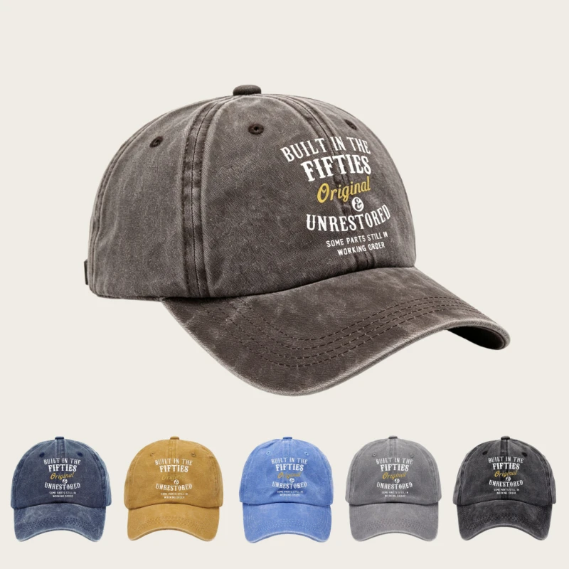1pc Retro Washed Men's Baseball Cap with Letter Printed Baseball Cap for Outdoor Sun Protection and Outdoor Leisure Work