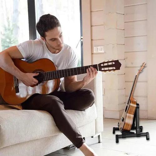 Imagen 2 del producto Soporte Plegable para Guitarra Acústica y Eléctrica, de ABS/Silicona, para Guitarra Acústica/Eléctrica, Ukelele, Violín, Banjo