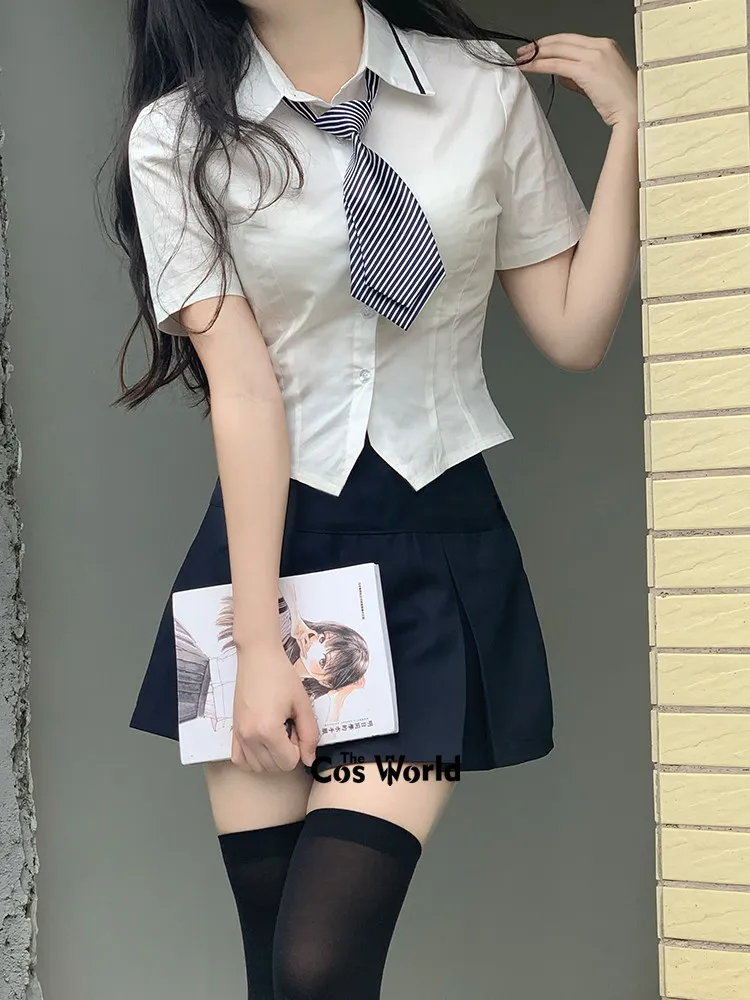 Japanese Short Sleeve Summer Shirts Blouse Tops JK High School Uniform Class Students Cloth