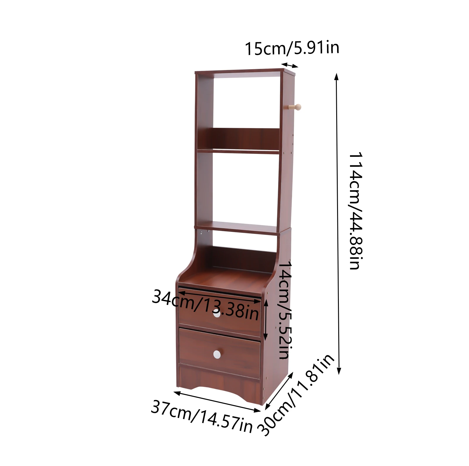 CNCEST 3-Tier Bedside Tables Bed Side Table/NightStand End Table Side Table with Peg and Baffle to Place Cups Books Alarm Clocks