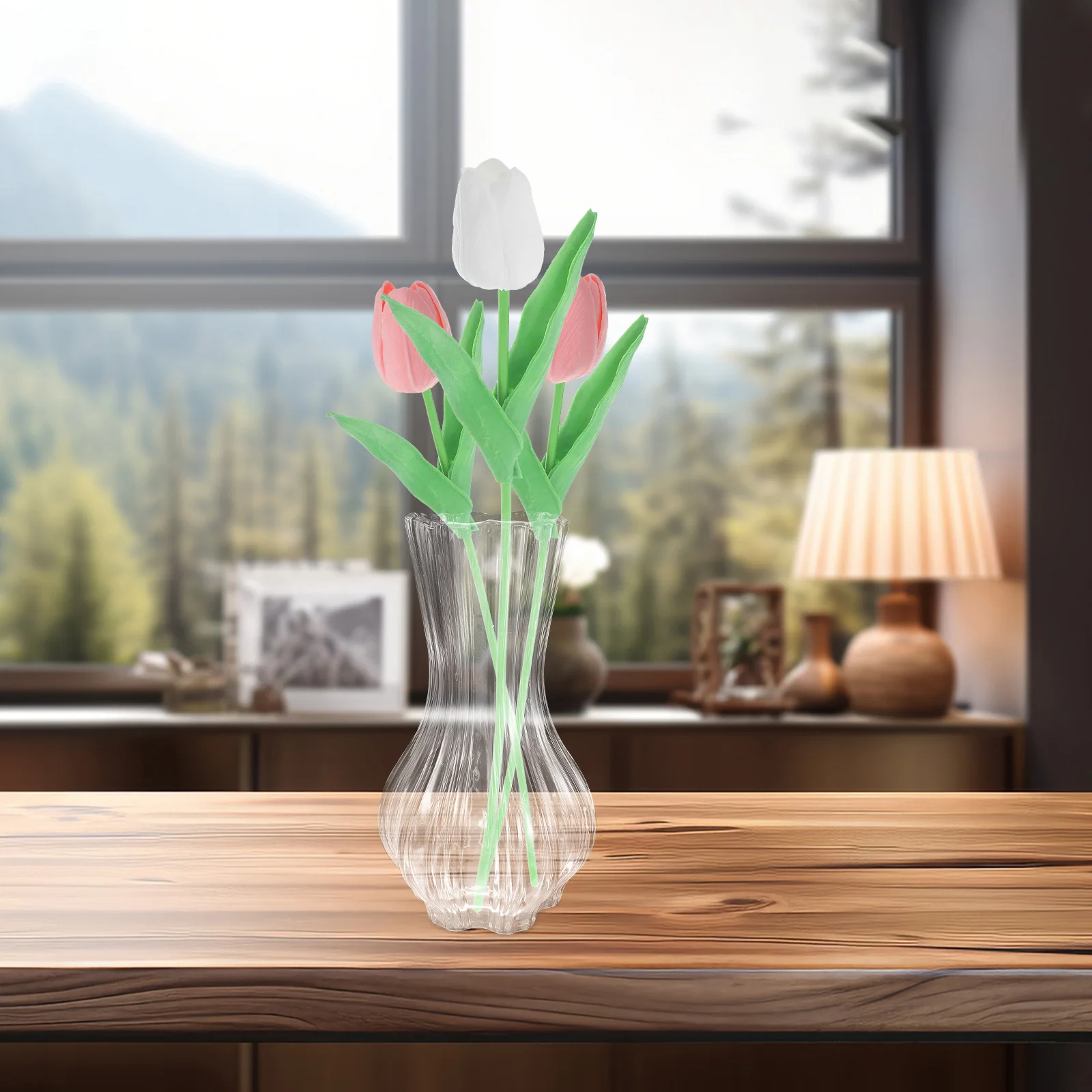 

Clear Glass Vase Stylish Transparent Flower Vase for Living Room Wedding Centerpieces Party Floral Table Decor