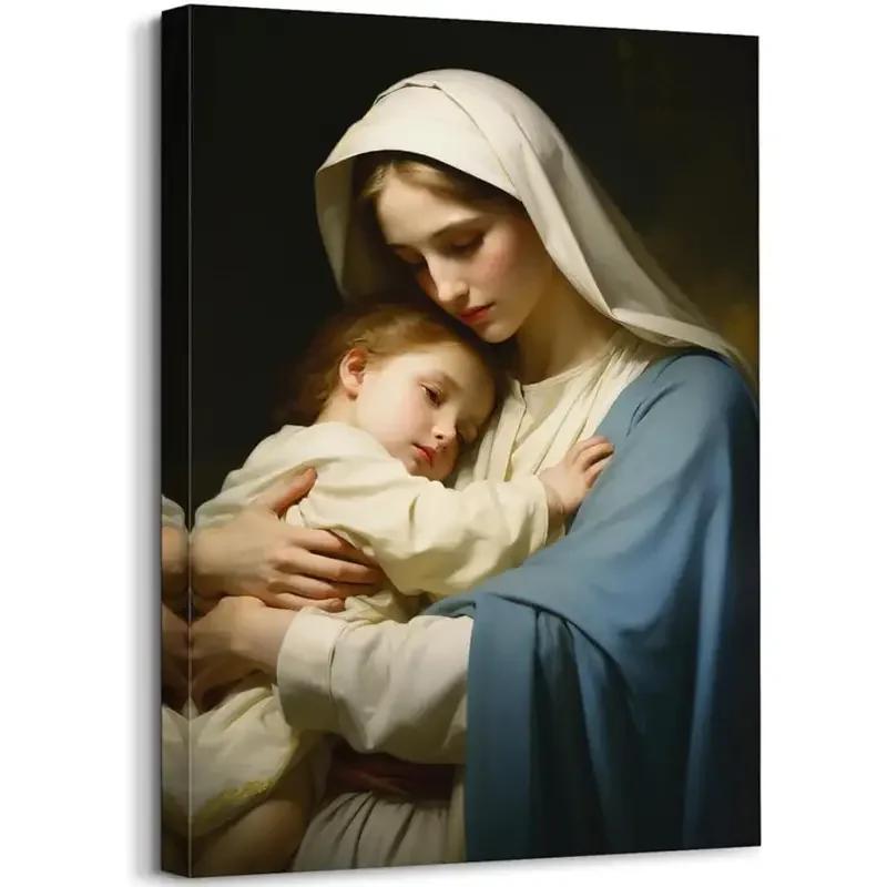 Lienzo de la Virgen María para pared, pintura al óleo de San María, arte de pared en lienzo, madre de Jesucristo, Virgen María, Madonna, sin marco, 1 ud.