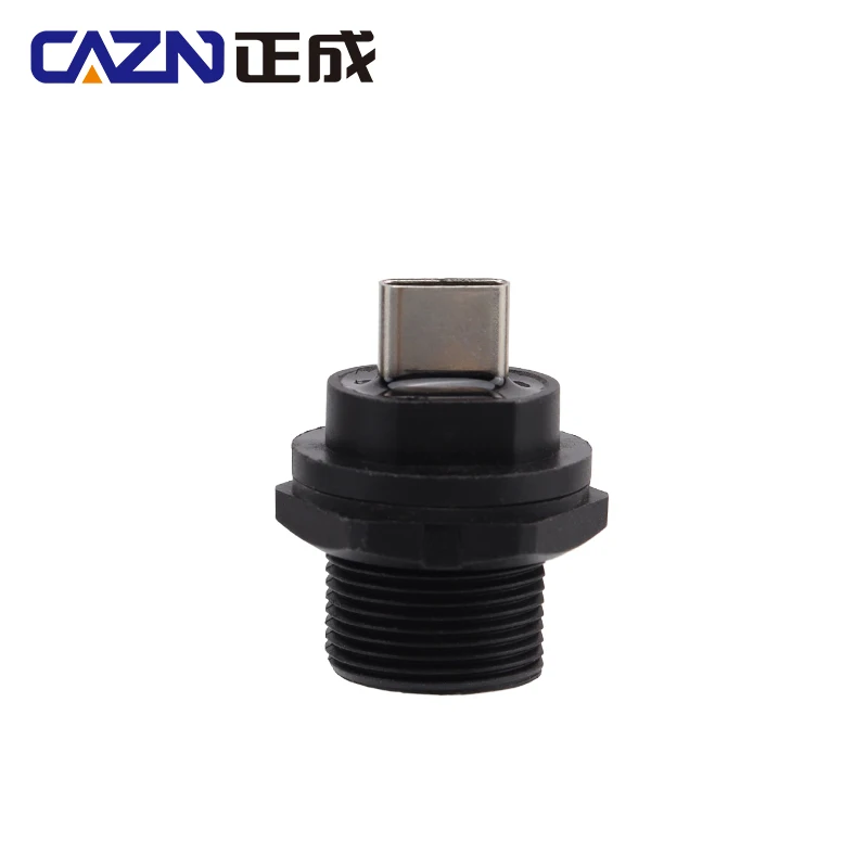 CAZN Waterproof IP67 IP68 Type C Female to Female PFC Rear Mount Receptacle Threaded-type Type-C 3.1 10GB