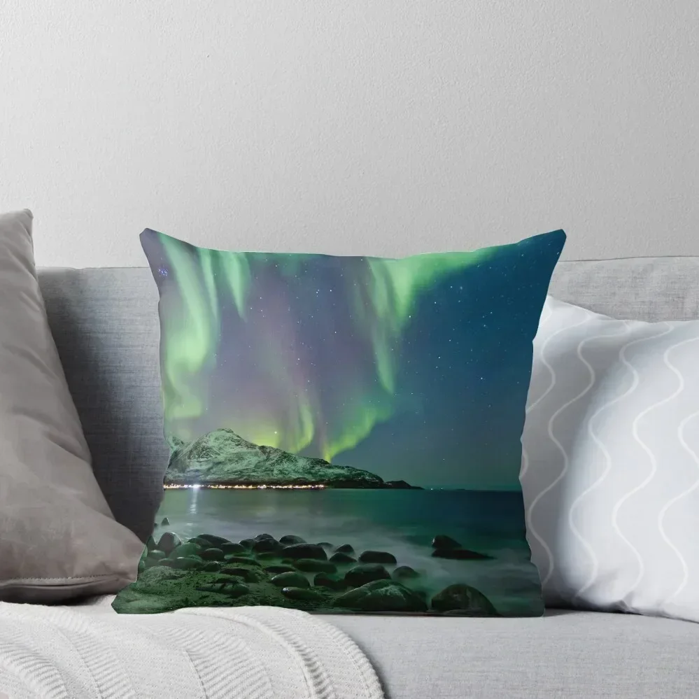 

Aurora Borealis at Tromvik Throw Pillow Marble Cushion Cover Pillow Case Christmas Decorative Sofa Cushion pillow