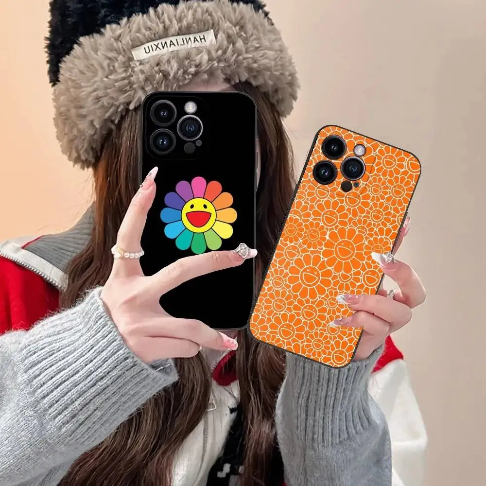 

F-Flowers Phone Case For iPhone 16,15,14,13,12,11,Pro,XS,Max,XR,Plus,E,SE4,Mini Black Fashion Cover