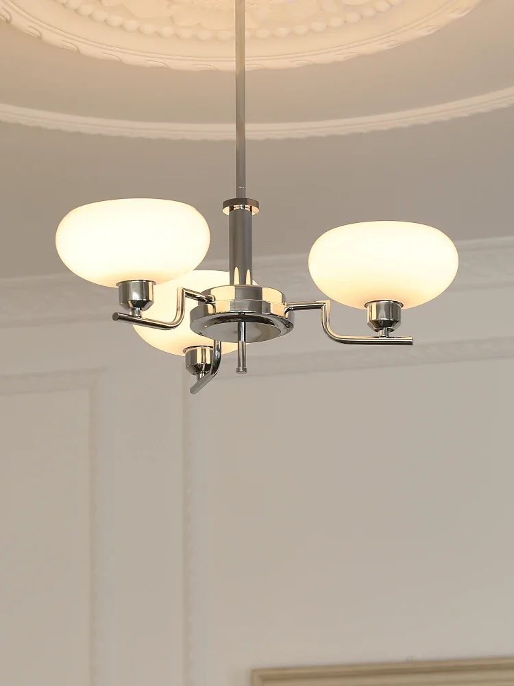 Lámpara Bauhaus francesa de mediados de siglo, lámpara Retro de diseño, luz de cristal blanco lechoso, luces colgantes para dormitorio, sala de