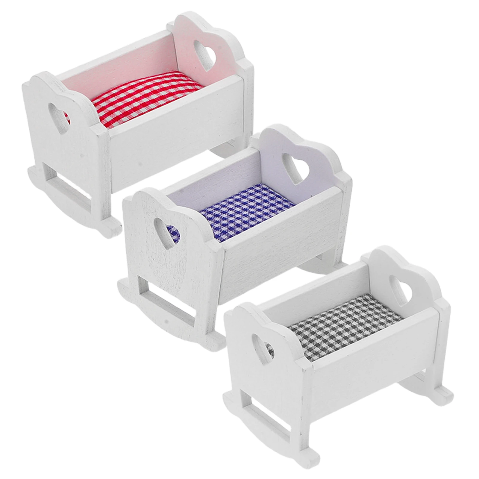 3 pezzi mobili per la casa arredamento modello casa delle bambole culla giocattolo mini letto in legno babydoll