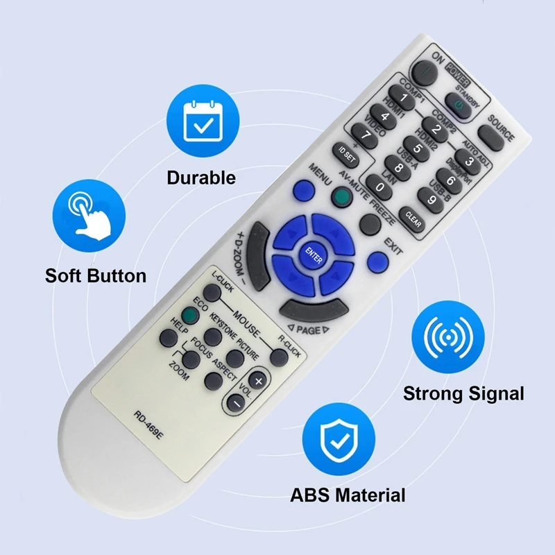 Mando a distancia de repuesto para proyector NEC VE303X, VE303, V302X, V332W, V302H, RD-469E, NP-V332W, NP-UM361X, NP-V302X, NP-UM351W
