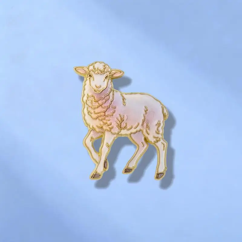 ⑧ Creative Zodiac Brooch Cute Curly Sheep Brooch Women Simple Rhinestone Animal Badges Men Suit Pins Accessories Party Gifts