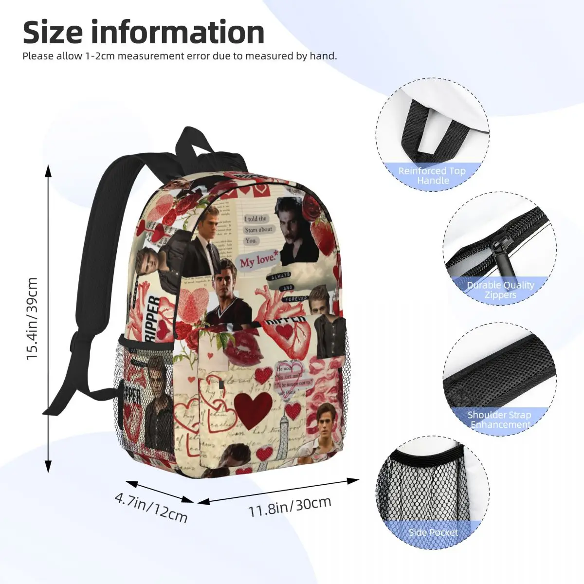 The Vampire Diaries Damon Salvatore Backpack Student BookBag Children School Bag Computer Shoulder Bags for Men Women