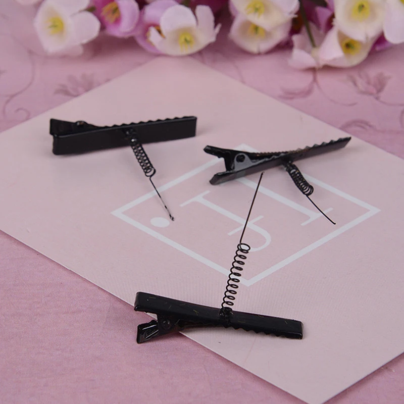 10 Pcs 4cm Black Metal Hair Clip With Tip Spring Crocodile Clip For Handmade DIY Basic Universal Hair Clips Creative Headwear