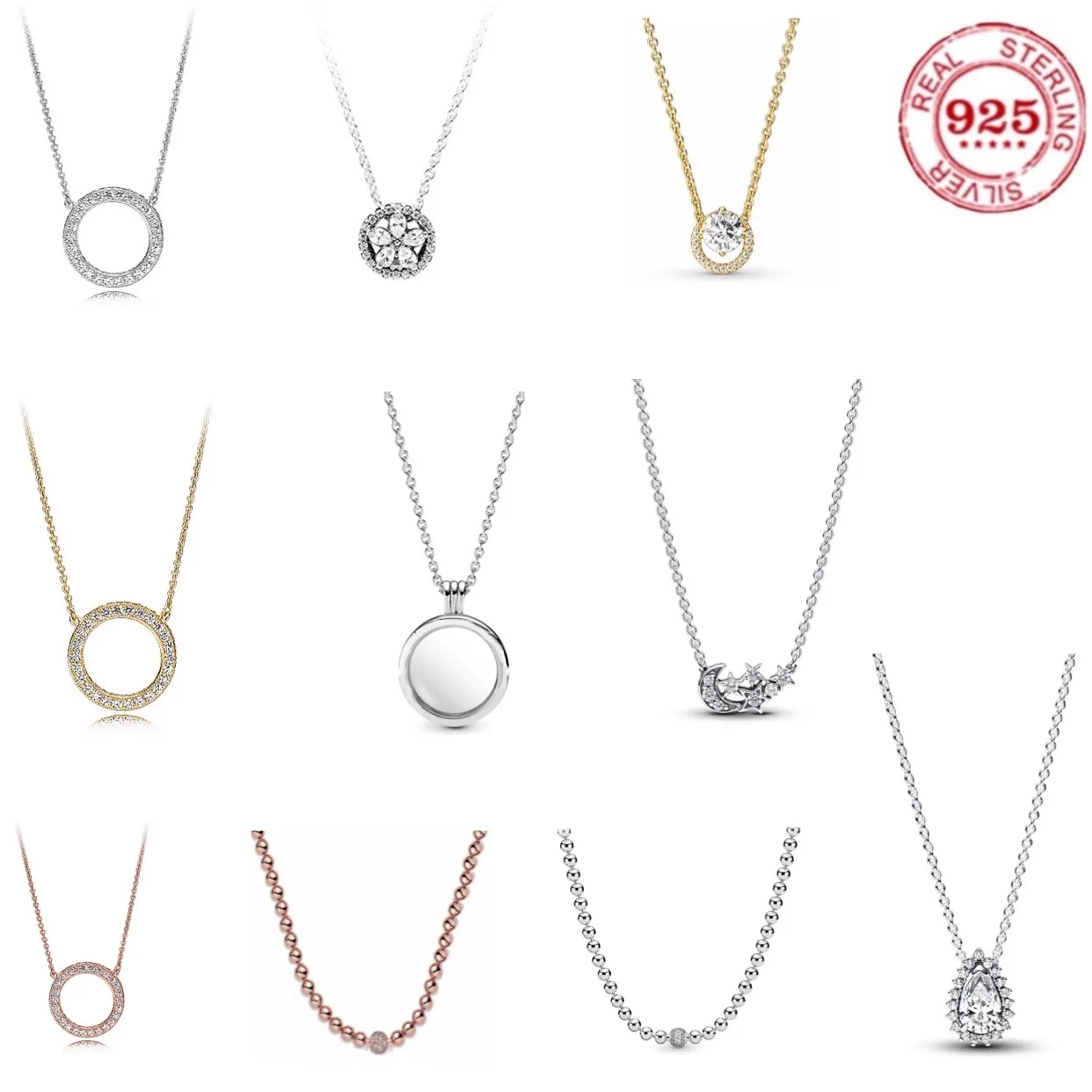 

Hot new women's necklace 100%925 sterling silver Round Snowflake Eternal Heart Classic Zircon necklace ladies DIY fine jewelry