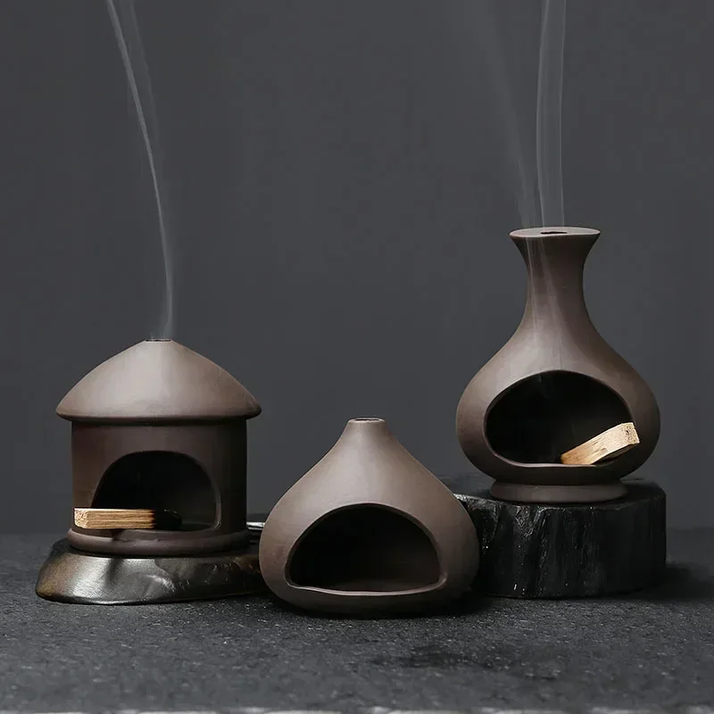 1pc Handcrafted Palo Santo Holder With Purple Clay Tray for Sage & Incense Home Decor Gift Ideal for Yoga (Without Incense）