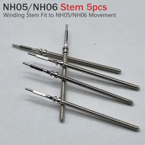 NH05 NH06 운동에 맞는 5pcs 기계식 와인딩 스템 NH05B NH06B 메커니즘 용 정품 오리지널 교체 부품 스틸 스템 슈트